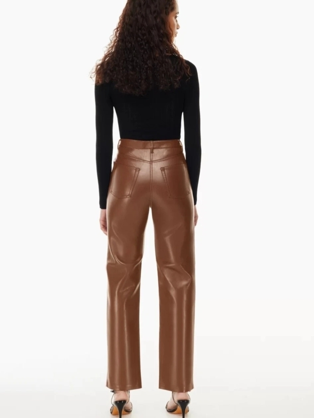 Wilfred by Aritzia The Melina Pant Vegan Leather Patina Brown Size 6 NWT - Picture 3 of 11